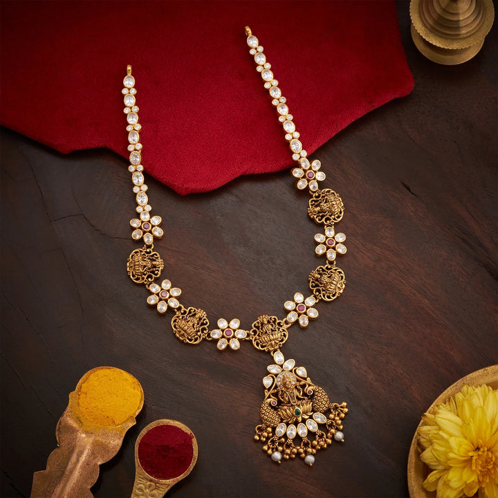 Pure 92.5 Silver, Gold Plated Petalvaali Necklace