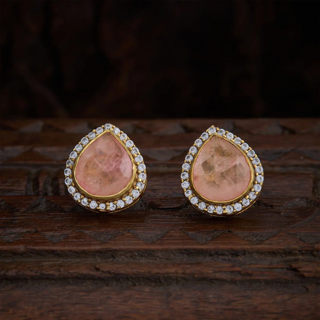 Pure 92.5 Silver, Gold Plated Rosave Studs