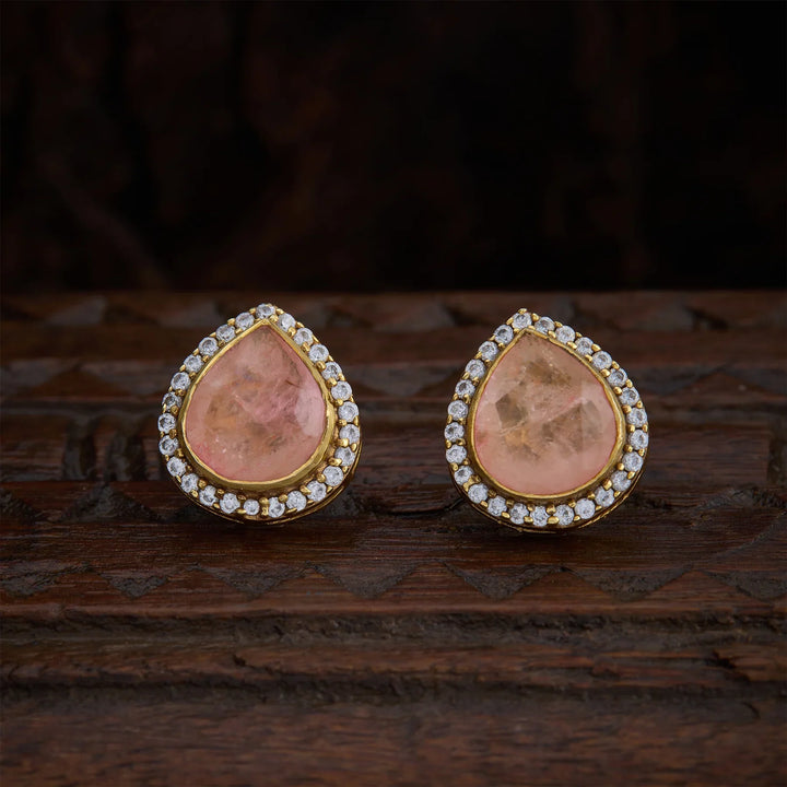 Pure 92.5 Silver, Gold Plated Rosave Studs