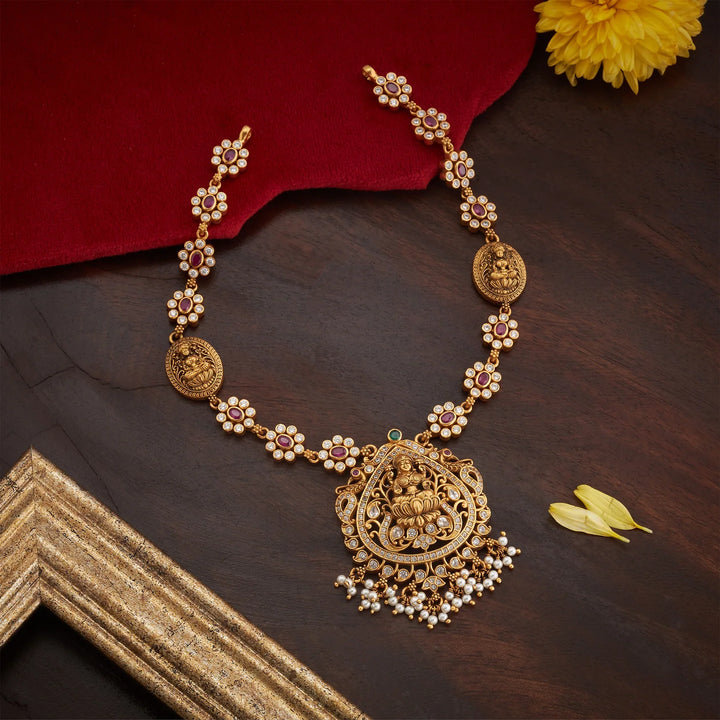 Pure 92.5 Silver, Gold Plated Vaibhavika Necklace