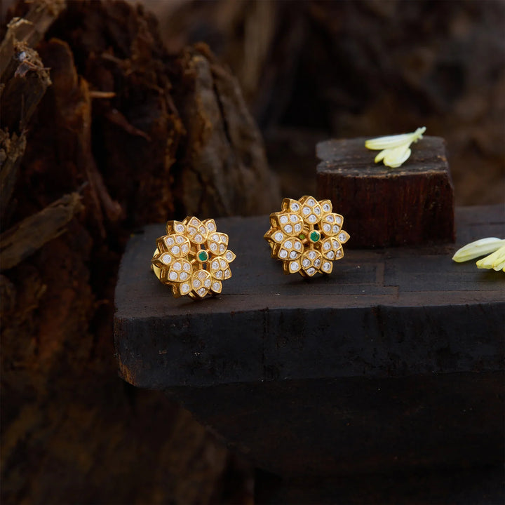 Pure 92.5 Gold Polish Tejasvini CZ Studs