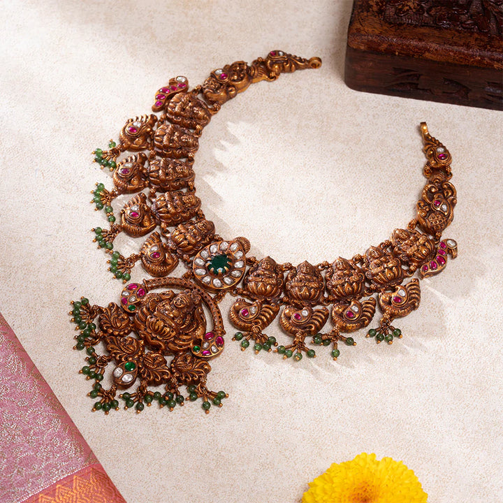 92.5 Silver, Gold Plated Yogashri Necklace