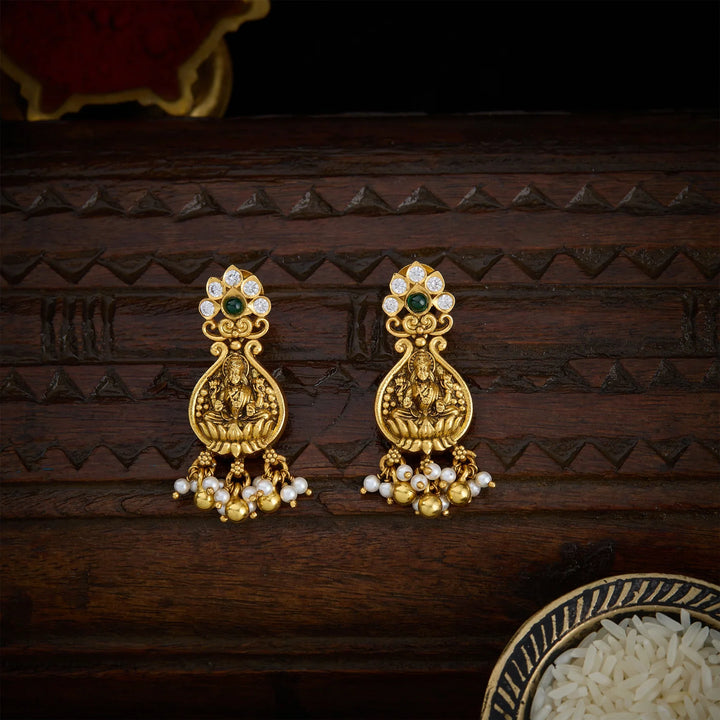 Pure 92.5 Silver, Gold Plated Chandrika Devi Danglers
