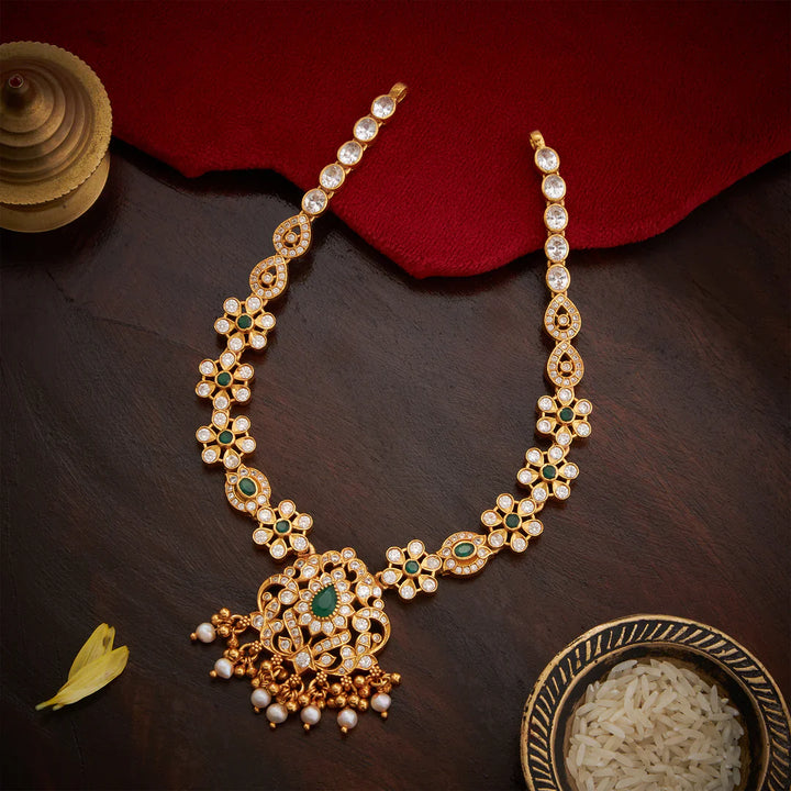 Pure 92.5 Silver, Gold Plated Petalite Necklace