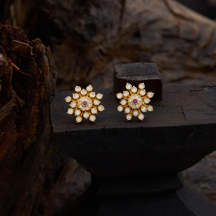 Pure 92.5 Gold Polish Zarisha CZ Studs