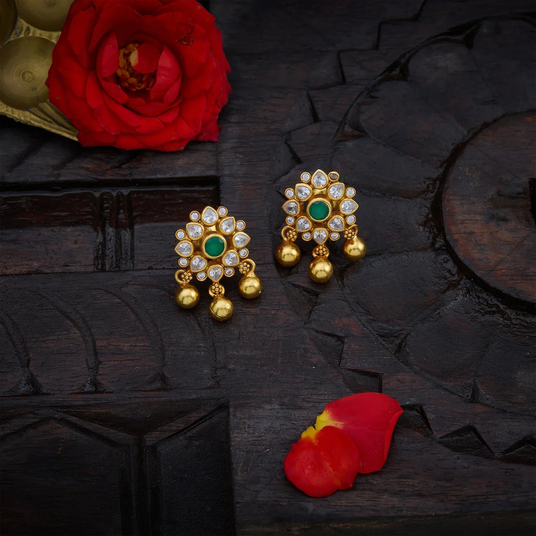 Pure 92.5 Silver, Gold Plated Floradia CZ Studs