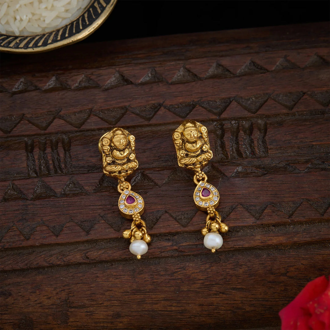 Pure 92.5 Silver, Gold Plated Shubha Leela Danglers