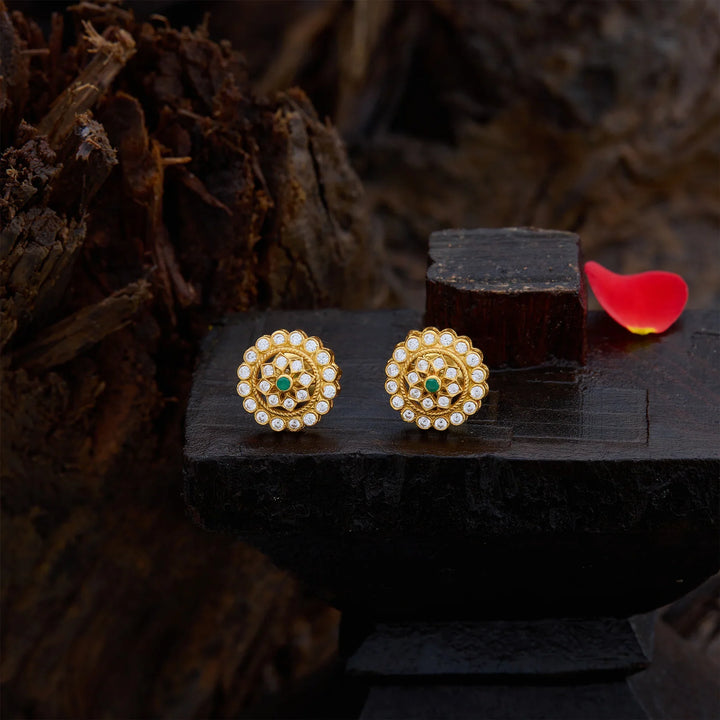 Pure 92.5 Gold Polish Devi Chakra Studs
