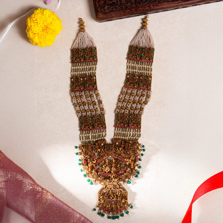 Pure 92.5 Silver Gold-Plated Krishna Raas Leela Haaram