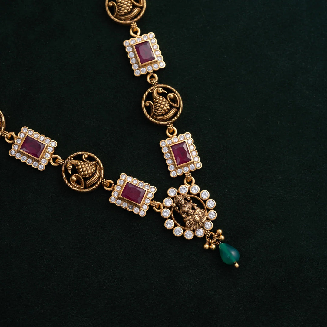 Stunning 92.5 Silver, Gold Plated Yogalakshmi Necklace