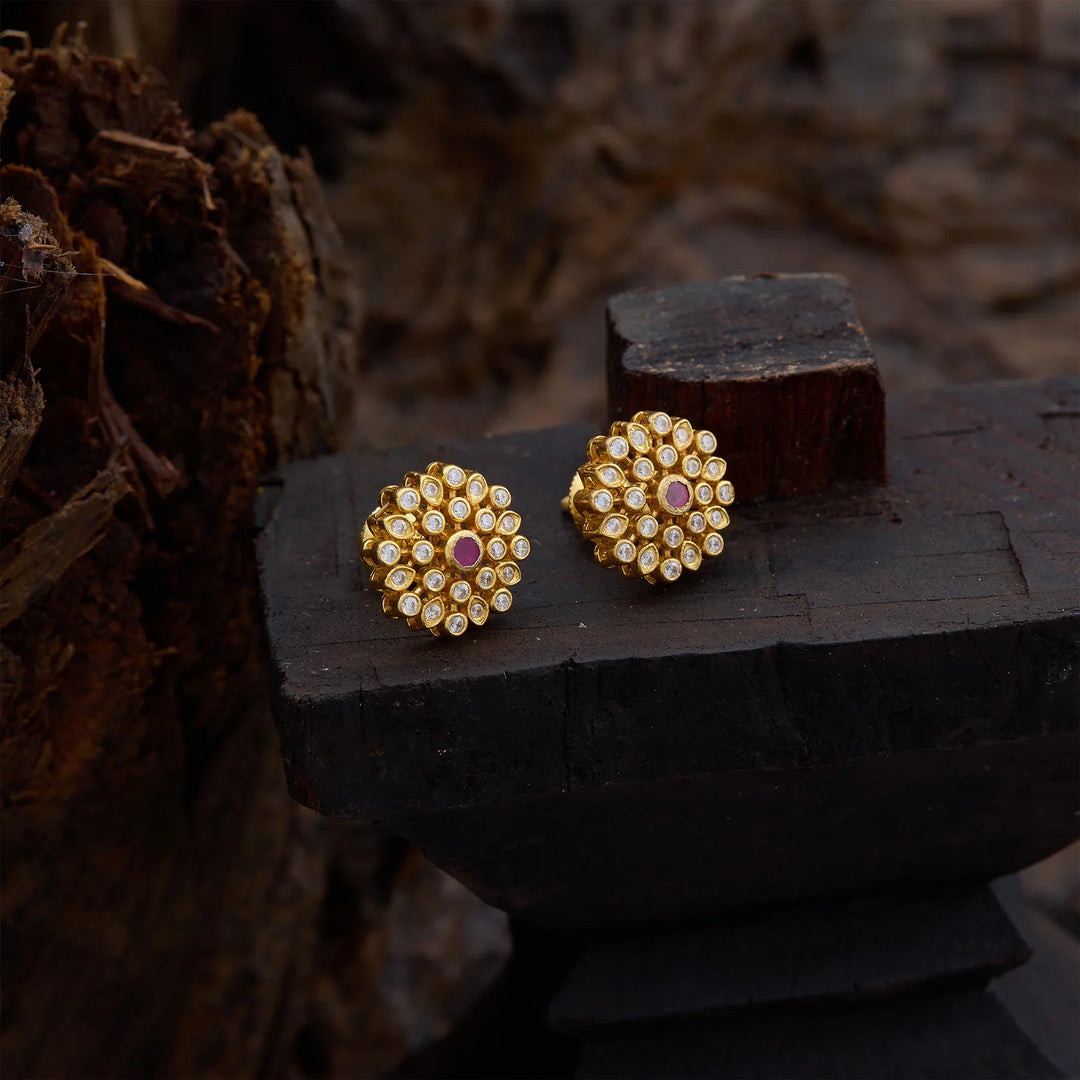 Pure 92.5 Gold Polish Nilaya Bloom Studs