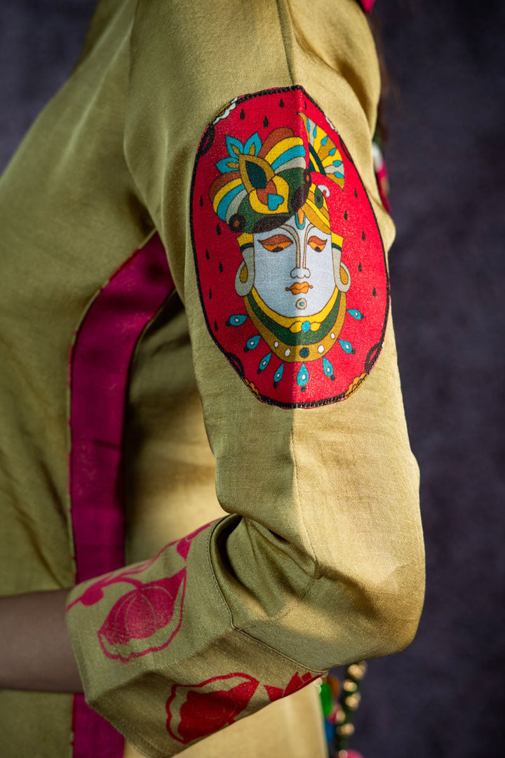 PADMA SAAJ PISTA METALLIC KURTA + SALWAR+ DUPATTA (SET OF 3) | SHOBITAM