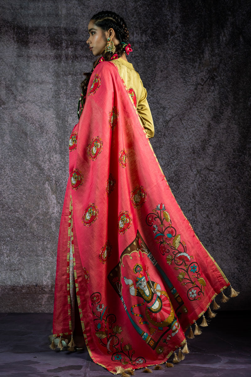 PADMA SAAJ PISTA METALLIC KURTA + SALWAR+ DUPATTA (SET OF 3) | SHOBITAM