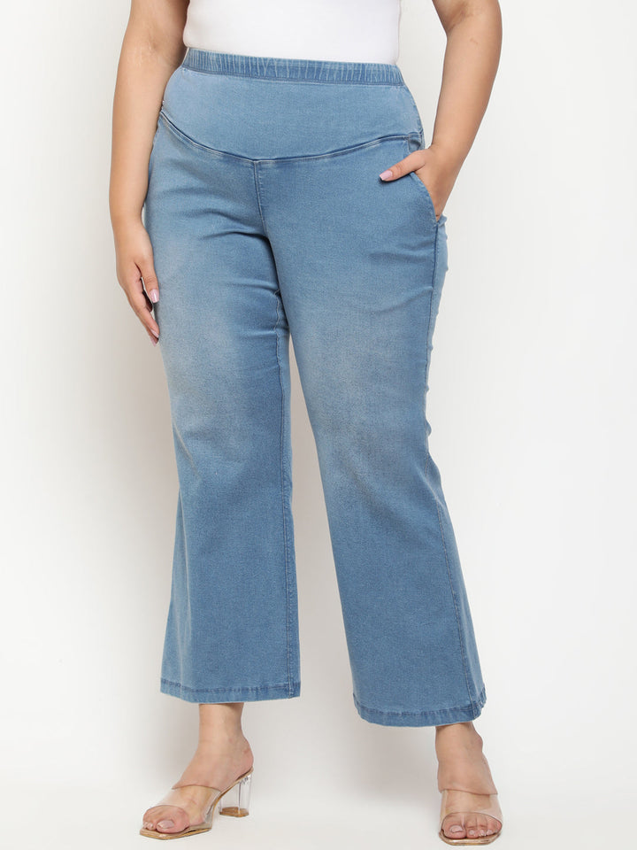 Blue Light Fade Flare Tummy Shaping Above the Ankle Pants | Made to Order