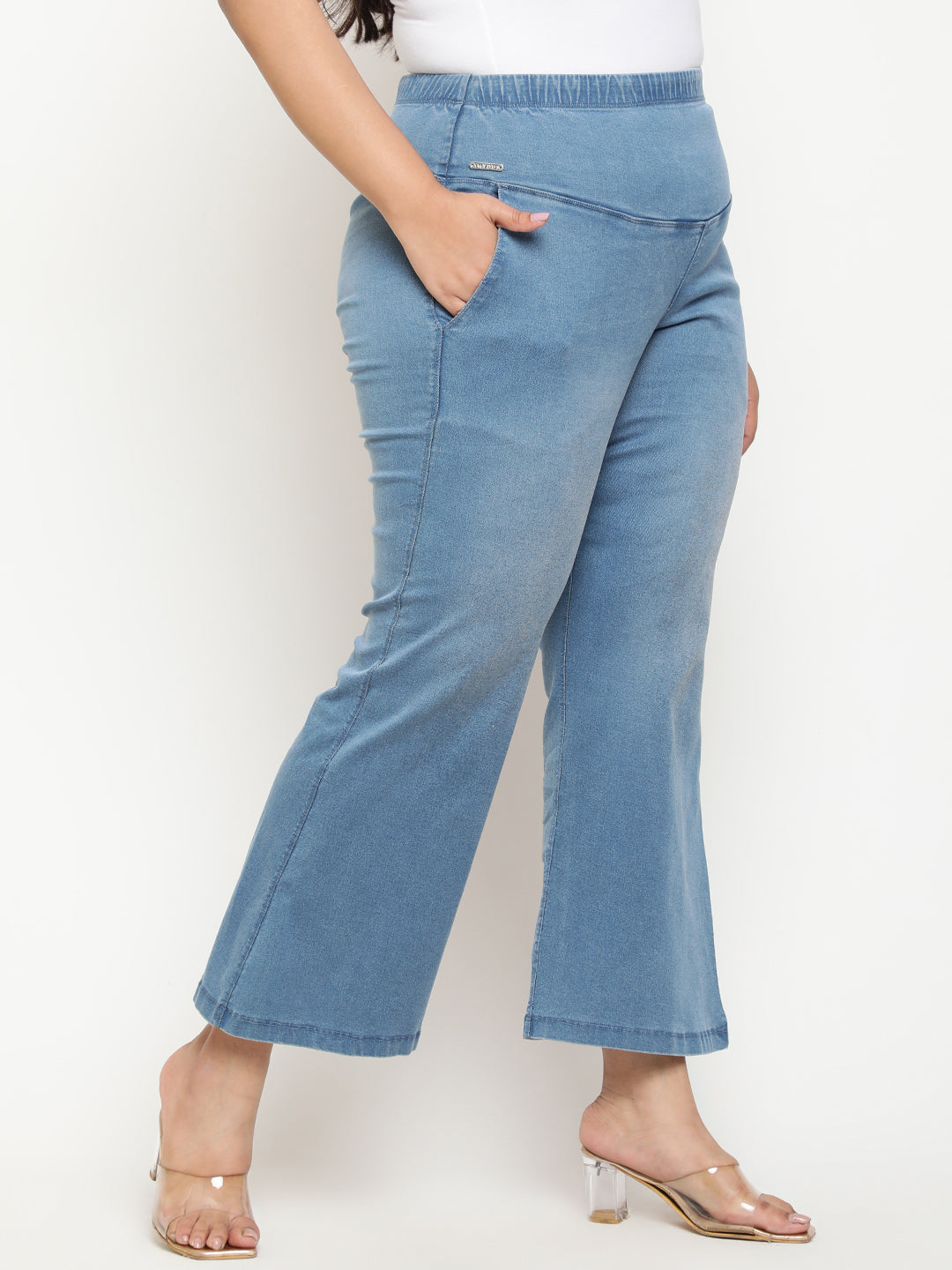 Blue Light Fade Flare Tummy Shaping Above the Ankle Pants | Made to Order