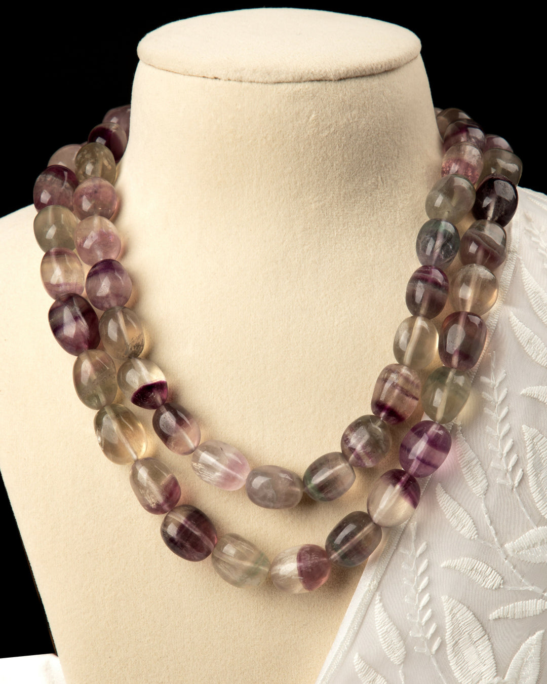 Neelambari, 2 Layer Amethyst Mala with Rare Natural Straitions | SHOBITAM