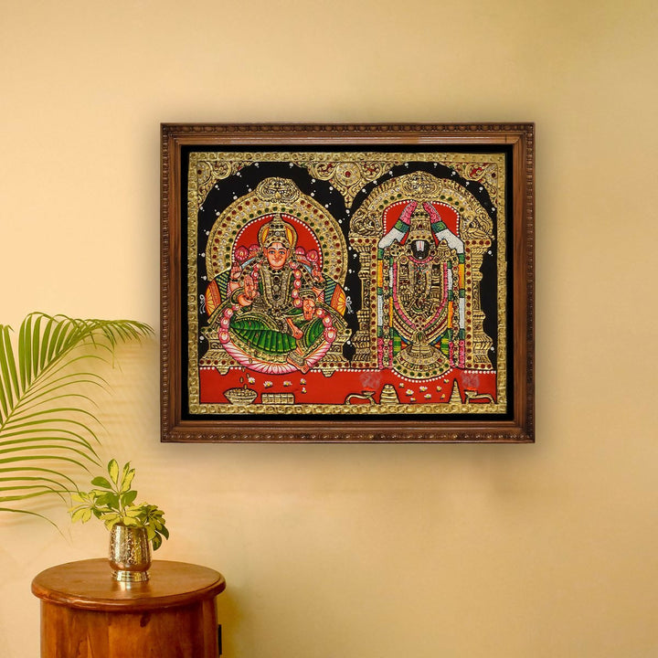 TANJORE PAINTING BALAJI SIDE LAKSHMI 10*12 | SHOBITAM