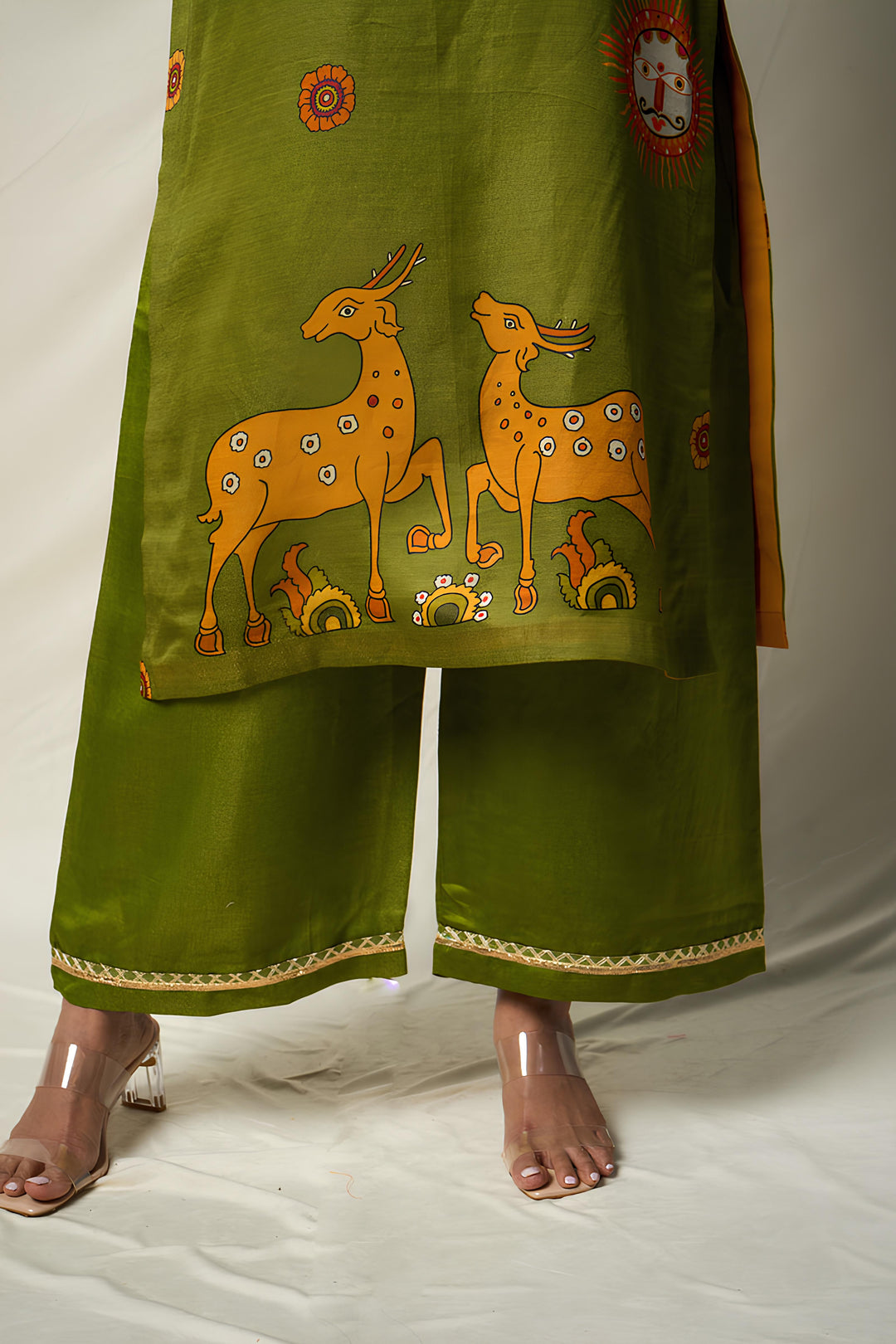 VANA MRIGA GREEN KURTA + PALAZZO SET ( SET OF 2 ) | SHOBITAM