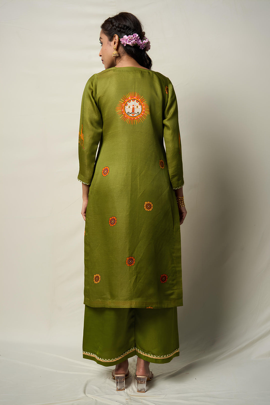 VANA MRIGA GREEN KURTA + PALAZZO SET ( SET OF 2 ) | SHOBITAM