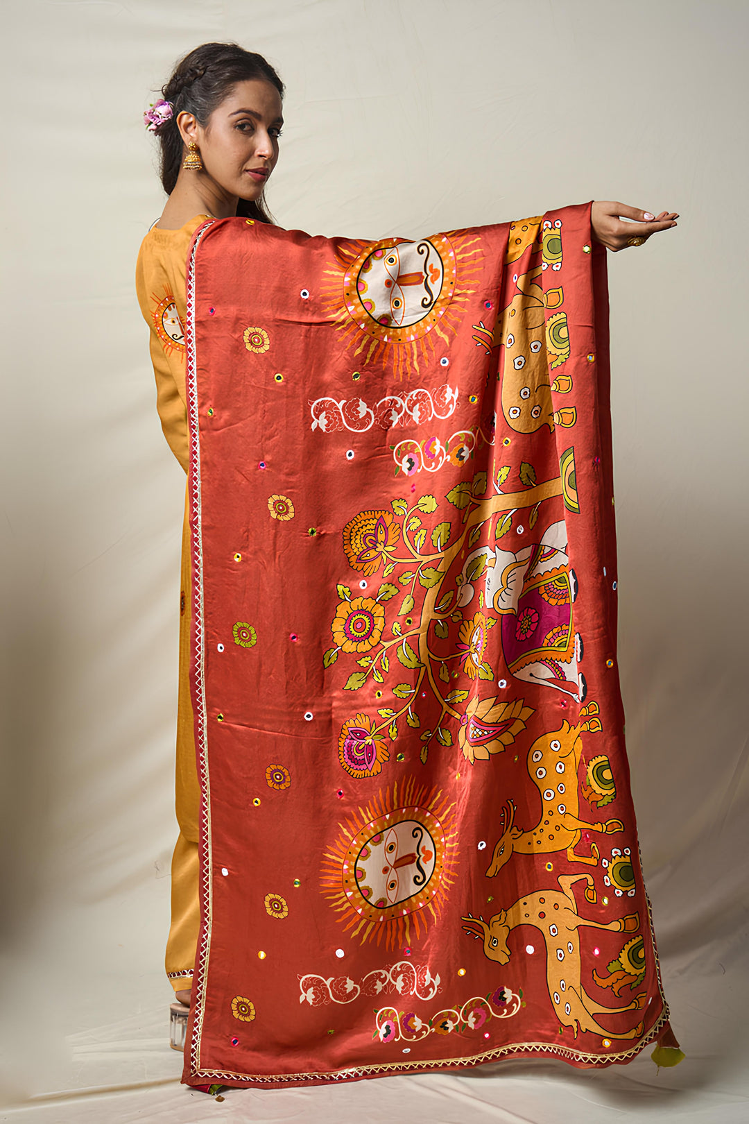 VANA MRIGA RUST DUPATTA | SHOBITAM
