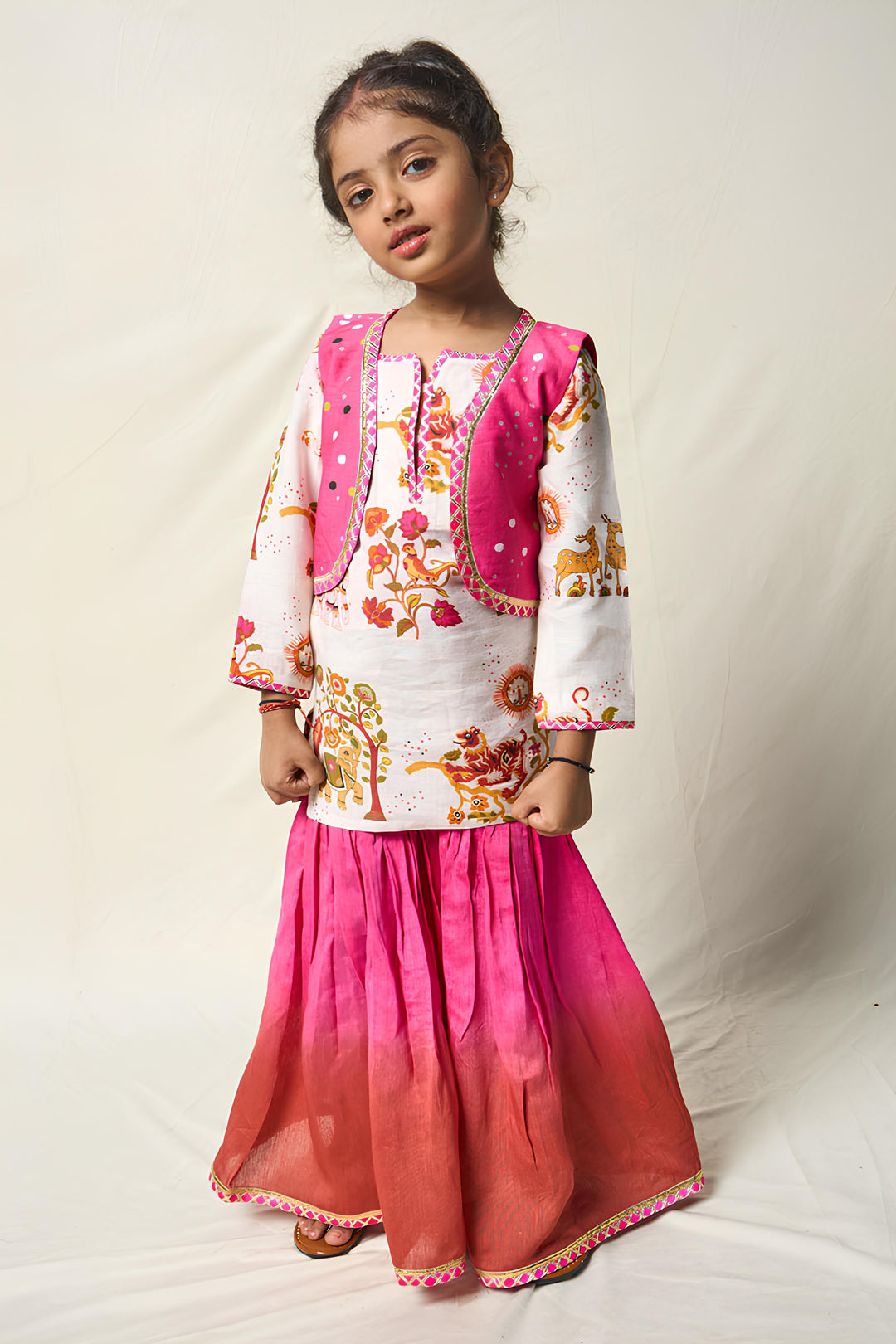 VAN KATHA PINK SHARARA SET (set of 3) | SHOBITAM