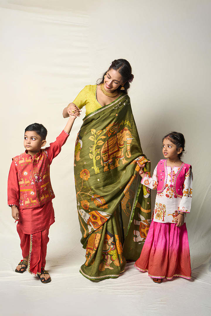 VAN KATHA PINK SHARARA SET (set of 3) | SHOBITAM