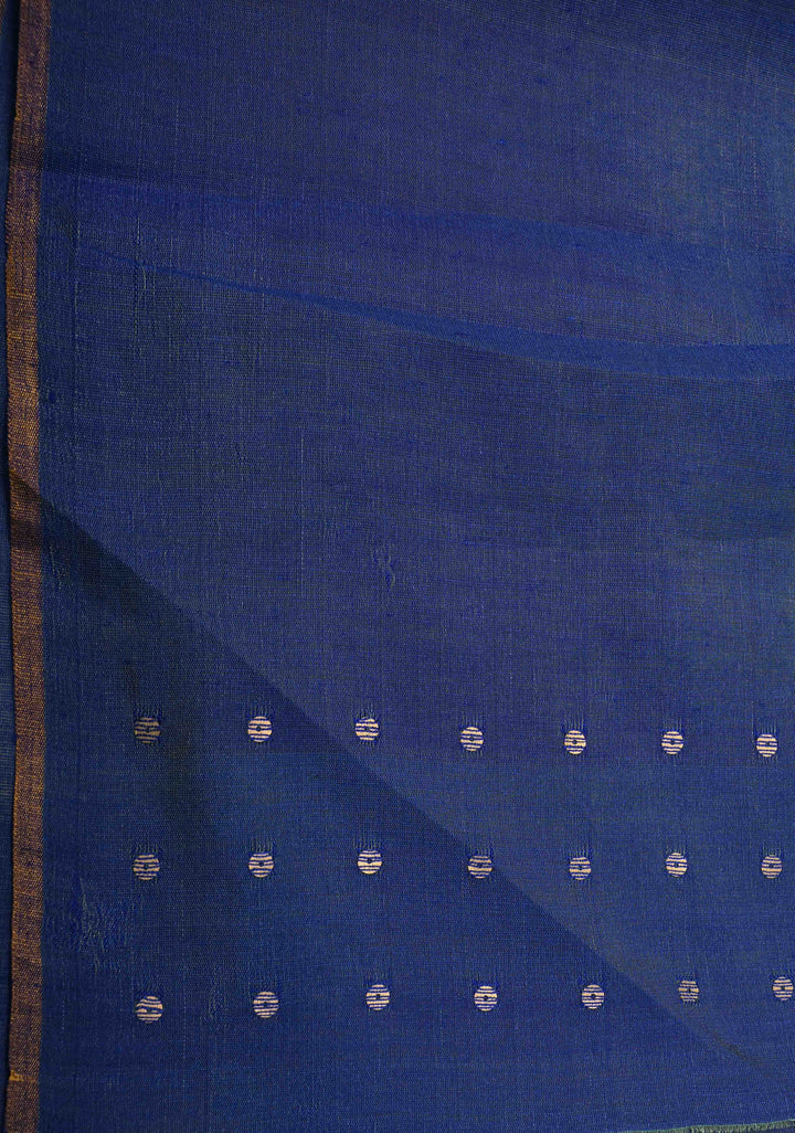 Blue Dual tone Jamdani Weaving on Silk Muslin Saree with Pocket Sequins and Paithani Style Pallu | SILK MARK CERTIFIED