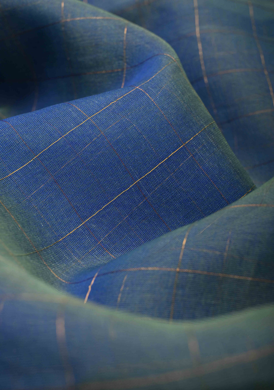 Blue Dual tone Jamdani Weaving on Silk Muslin Saree with Pocket Sequins and Paithani Style Pallu | SILK MARK CERTIFIED