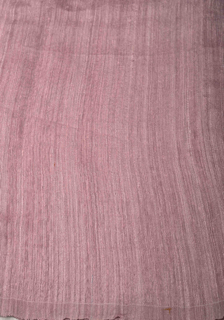 Dusty Rose Half Matka Silk and Muslin with Mother of Pearls weave | SILK MARK CERTIFIED