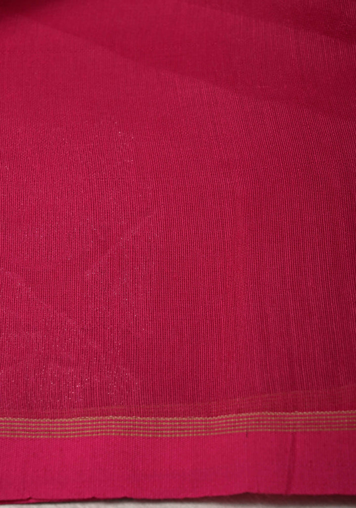 Rani Pink Matka Muslin Silk Saree with Resham Jamdani Weaving and Minimal Border | SILK MARK CERTIFIED