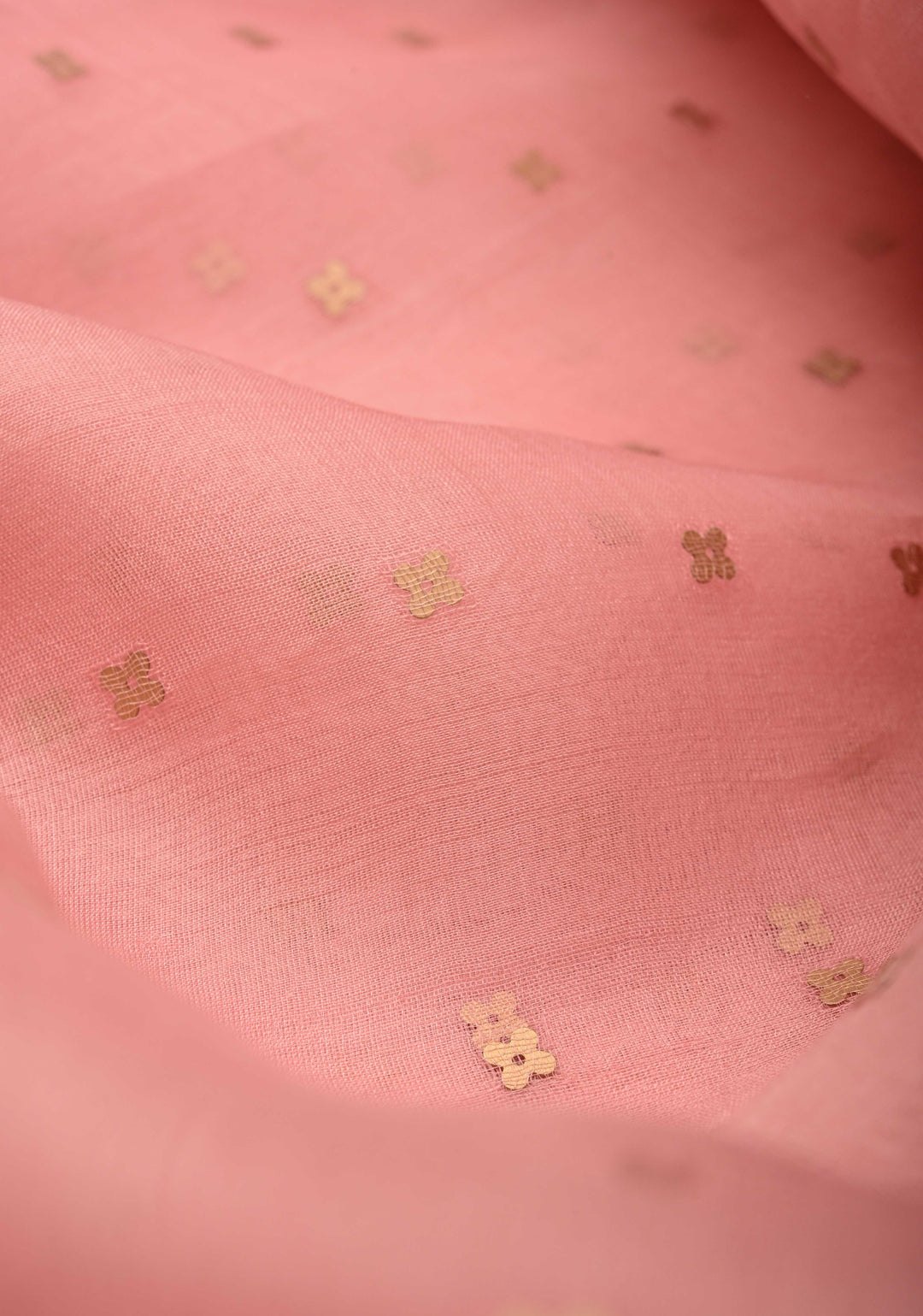 Coral Peach Silk Muslin Silk Saree with Pocket Sequins and Minimal Zari Border | SILK MARK CERTIFIED
