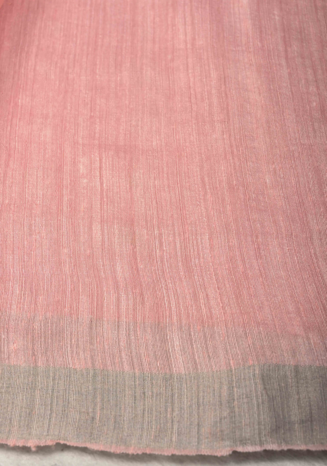 Coral Peach Silk Muslin Silk Saree with Pocket Sequins and Minimal Zari Border | SILK MARK CERTIFIED