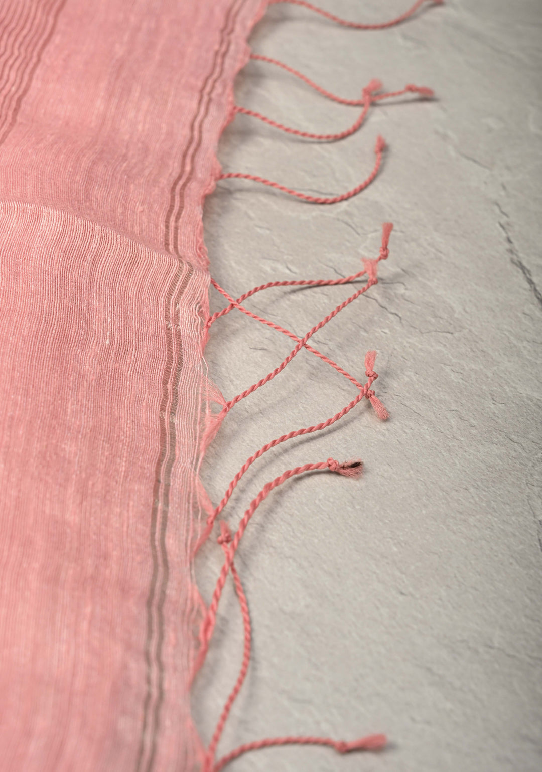 Coral Peach Silk Muslin Silk Saree with Pocket Sequins and Minimal Zari Border | SILK MARK CERTIFIED