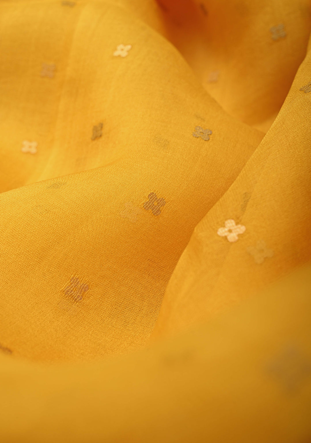 Yellow Matka Muslin Silk Saree with Pocket Sequins and Minimal Zari Border | SILK MARK CERTIFIED