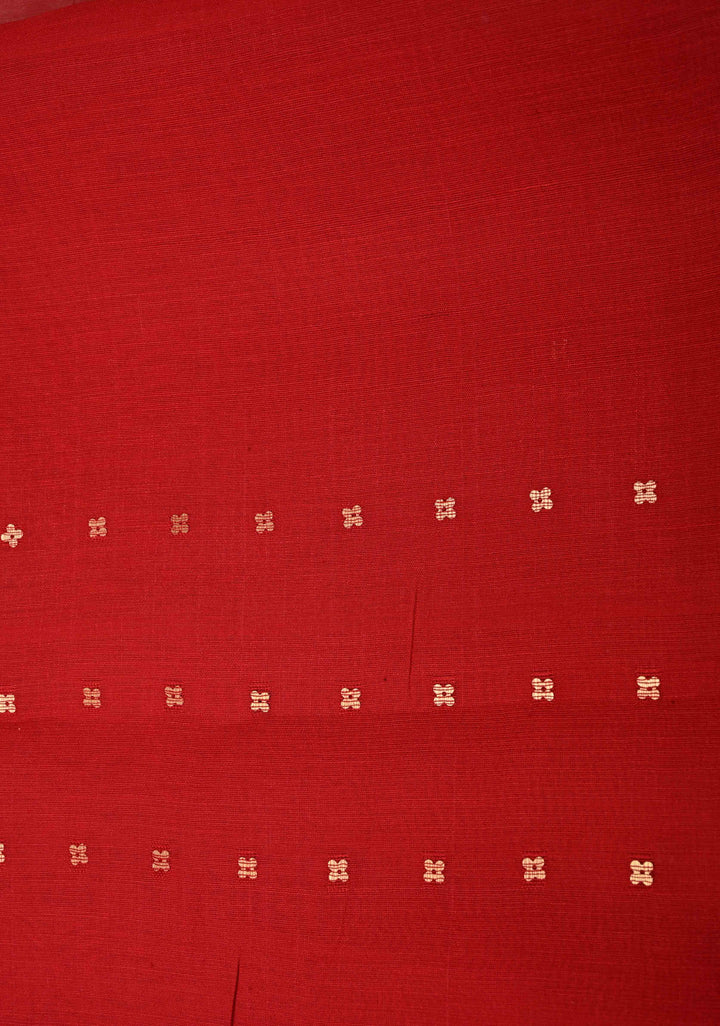Red Matka Muslin Silk Saree with Pocket Sequins and Minimal Zari Border | SILK MARK CERTIFIED