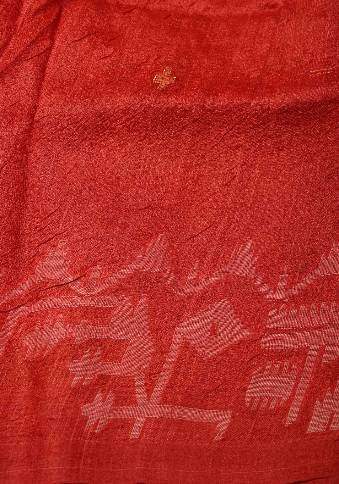 Red Resham- Zari Detailing on Tussar Silk Saree  | SILK MARK CERTIFIED