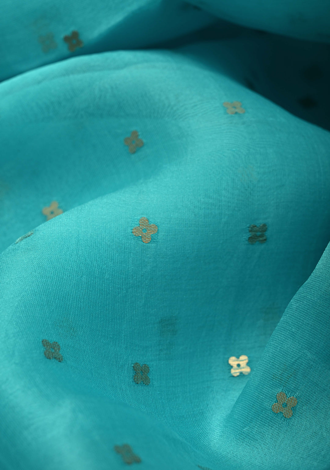 Aqua Matka Muslin Silk Saree with Pocket Sequins and Minimal Zari Border | SILK MARK CERTIFIED