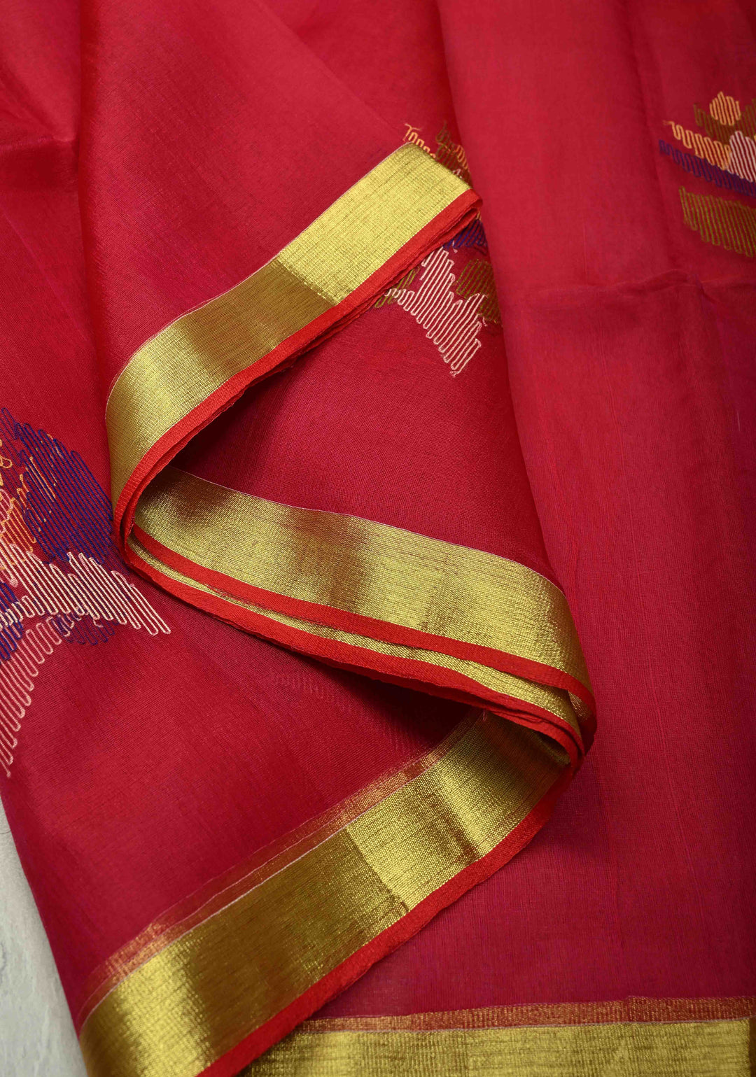 Pink Dual Tone Meenakari Design on Silk Muslin Saree with Resham Jamdani Weaving | SILK MARK CERTIFIED