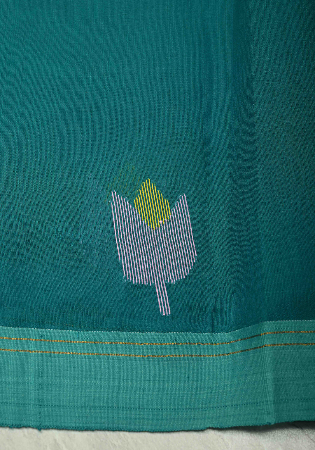 Rama Green Meenakari Design on Silk Muslin Saree with Resham Jamdani Weaving and Border-Pallu | SILK MARK CERTIFIED