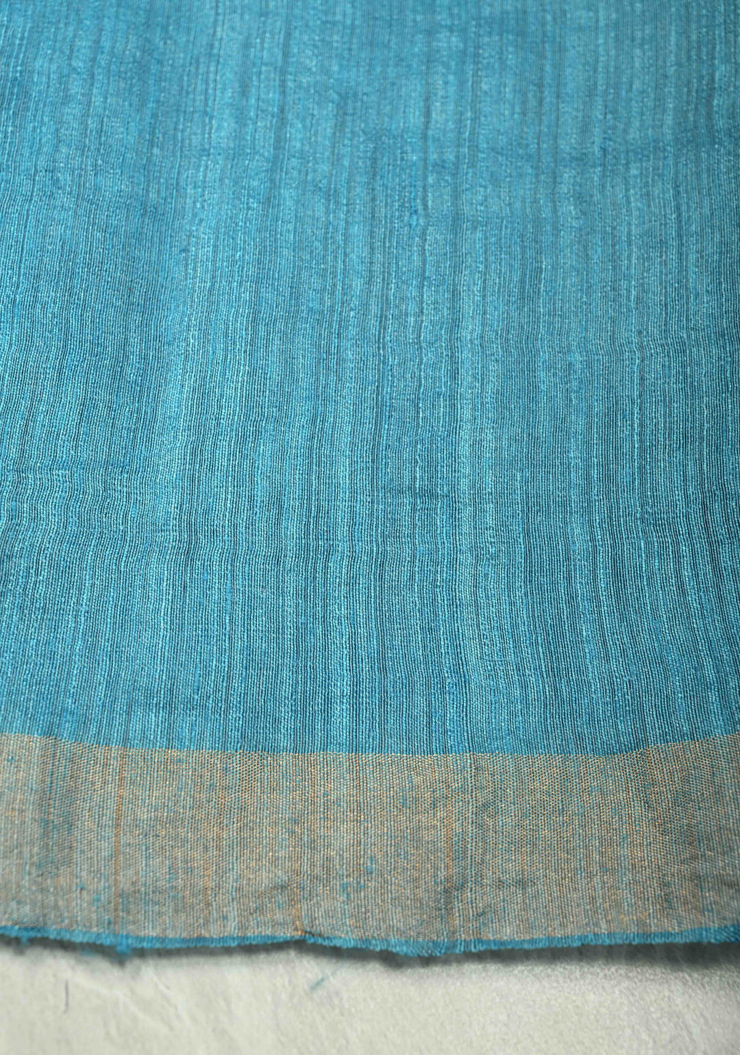 Dark Sky Matka Muslin Silk Saree with Pocket Sequins and Minimal Zari Border | SILK MARK CERTIFIED