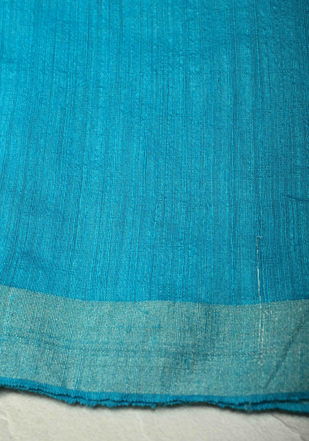 Turquoise Matka Muslin Silk with Coin Interweave  | SILK MARK CERTIFIED
