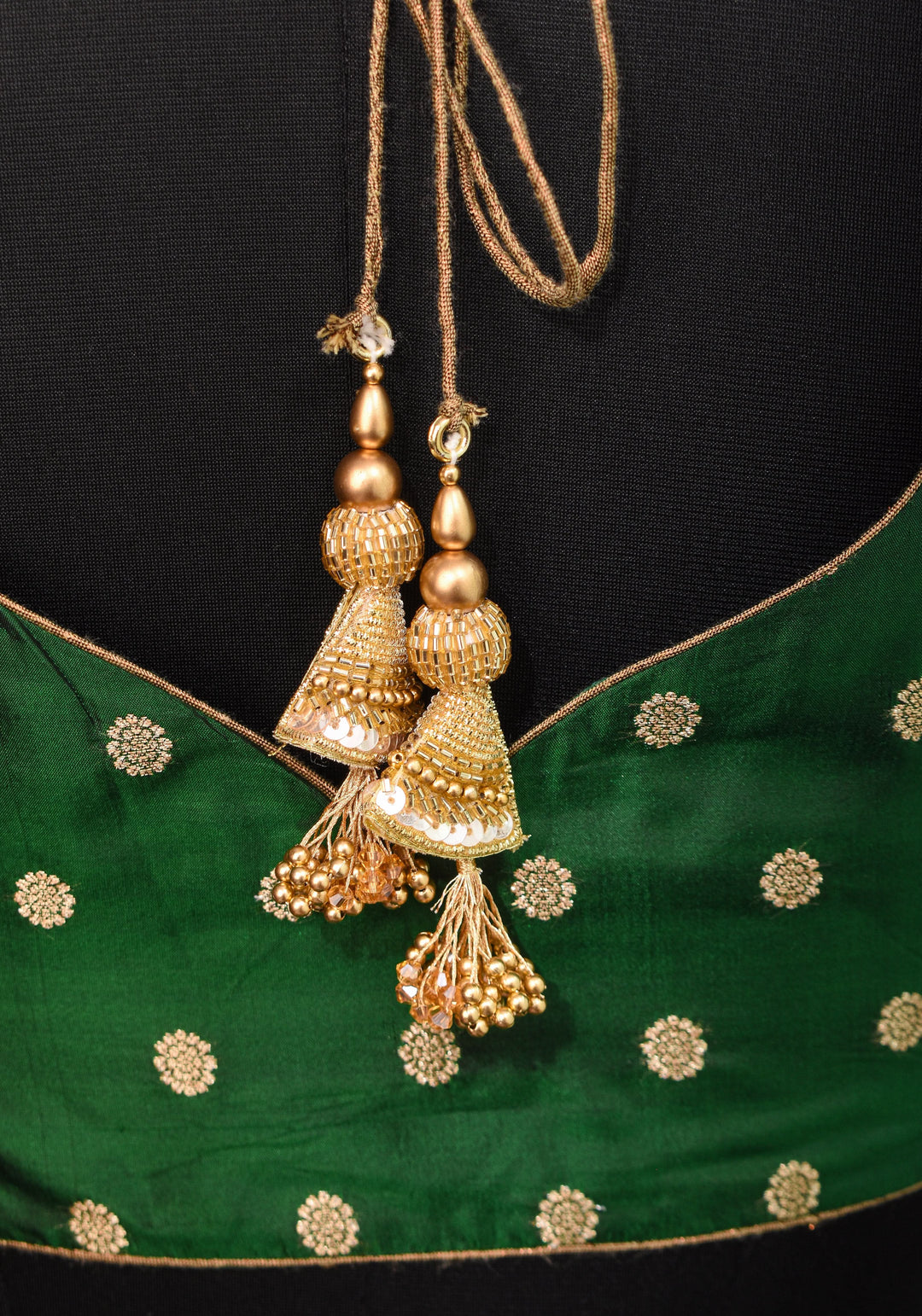 Vidya Balan Kanjivaram Pure Silk Blouse in Emerald Green with zari buttas , Mix and match Blouse for saree