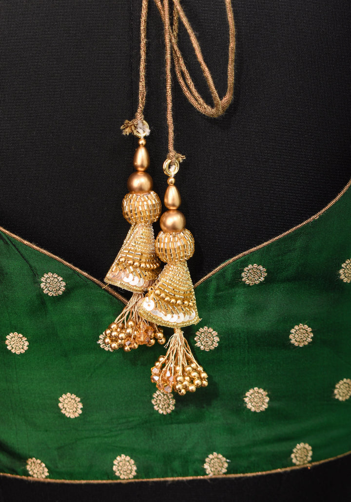 Vidya Balan Kanjivaram Pure Silk Blouse in Emerald Green with zari buttas , Mix and match Blouse for saree
