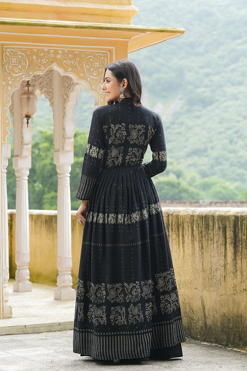 Black Cotton Anarkali Kurti | SHOBITAM