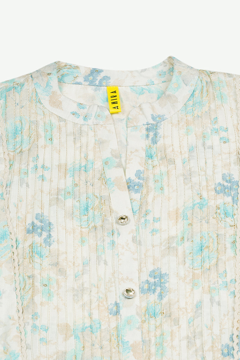 Off White Cotton Blend Ethnic Motifs A-Line Kurta  |SHOBITAM