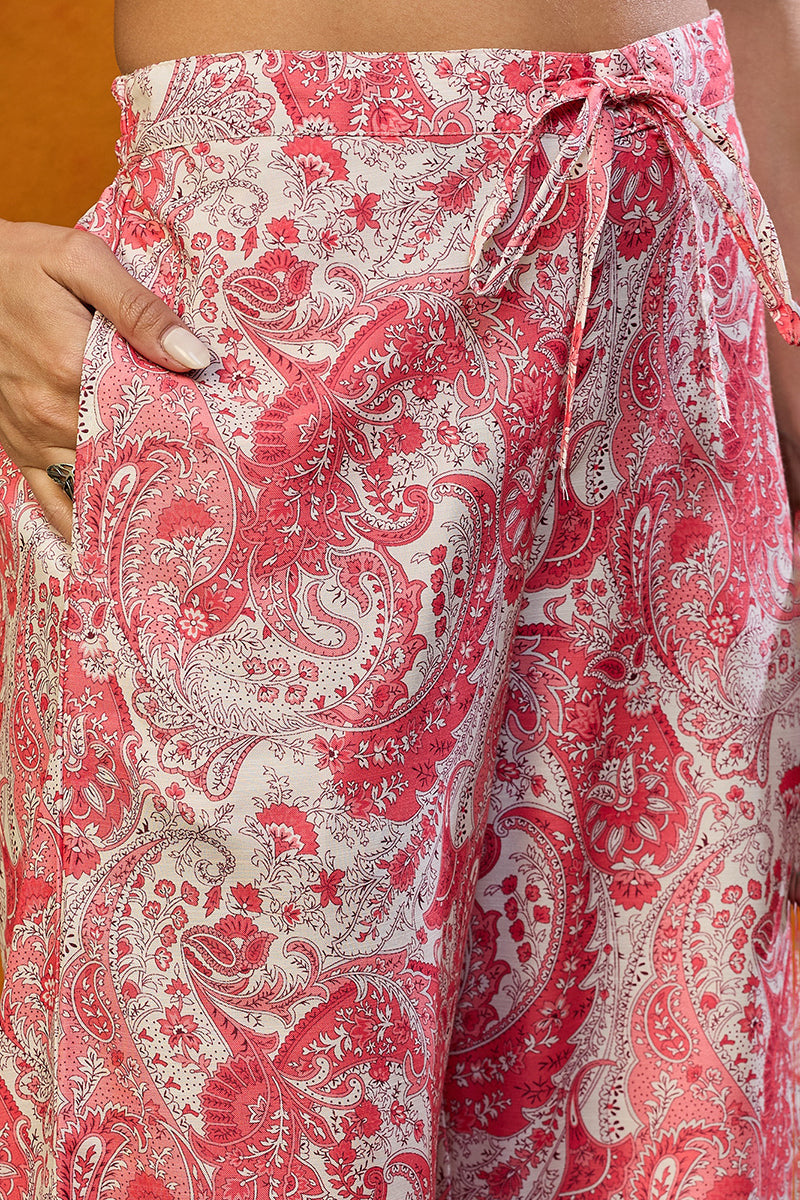 Pink Rayon Blend Paisley Printed Straight Co-ords Sets |SHOBITAM