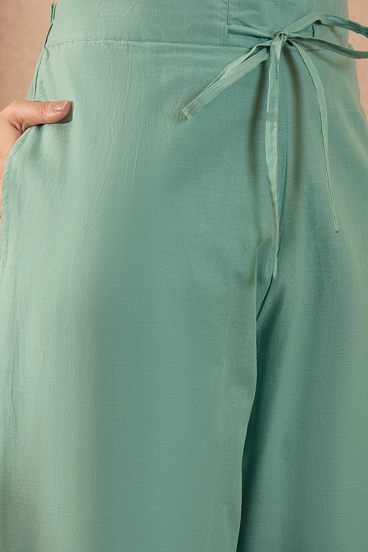 Blue Pure Cotton Embroidered Straight Coord Sets  | SHOBITAM