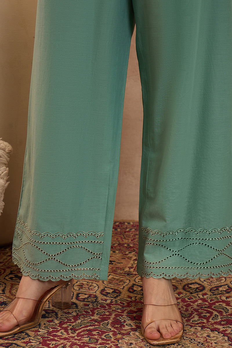 Blue Pure Cotton Embroidered Straight Coord Sets  | SHOBITAM