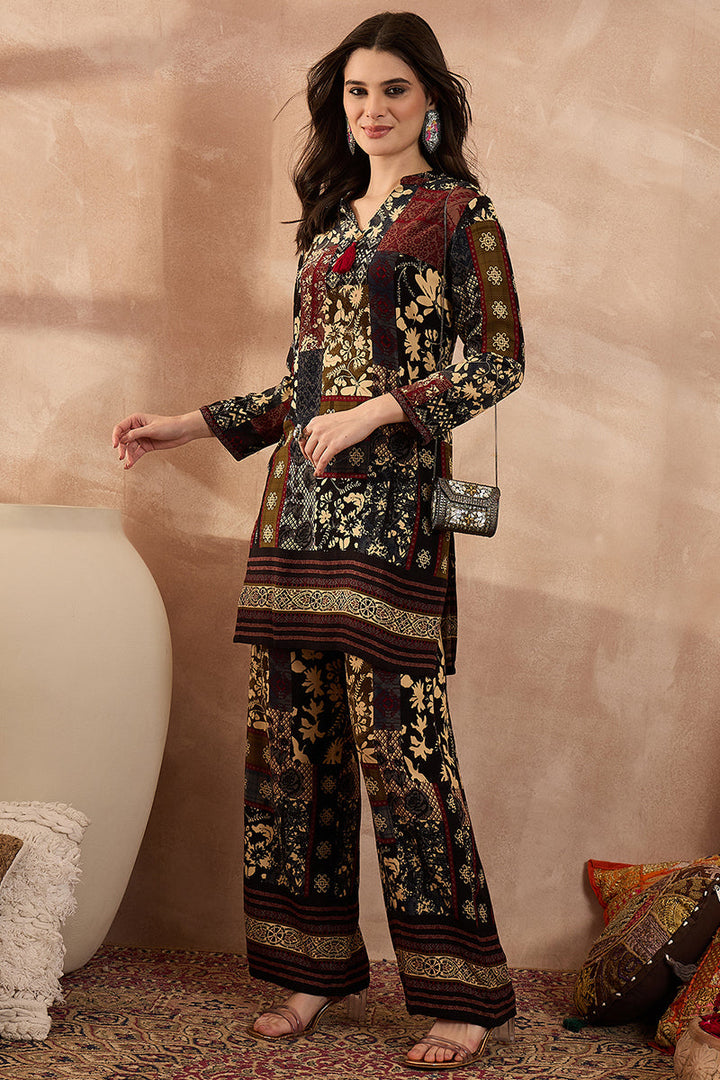 Multi Viscose Rayon Printed Straight Coord Sets | SHOBITAM