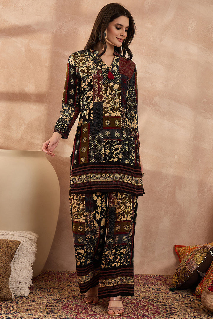 Multi Viscose Rayon Printed Straight Coord Sets | SHOBITAM